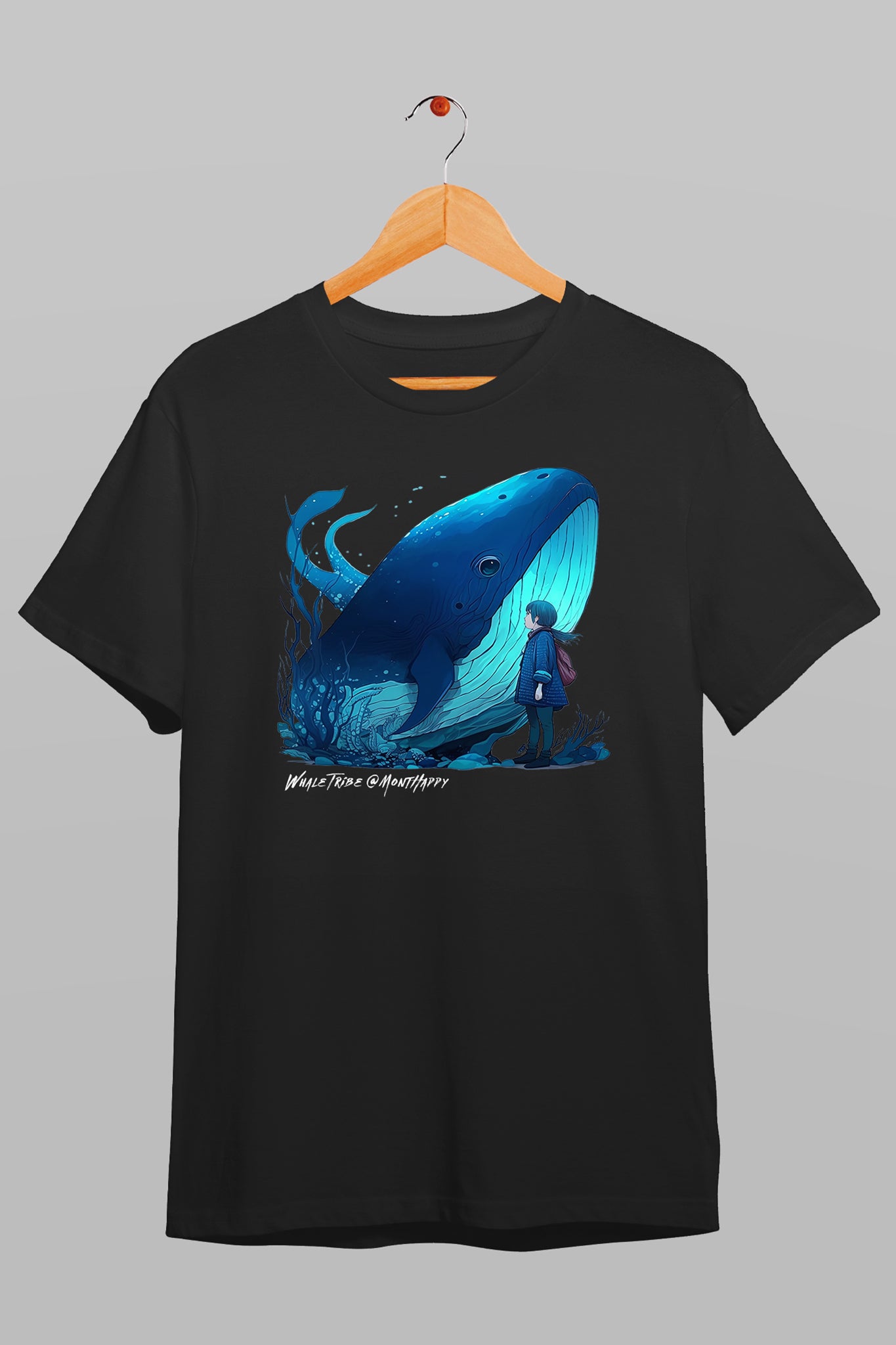 The Rising Blue Whale Men’s Round Neck T-Shirt