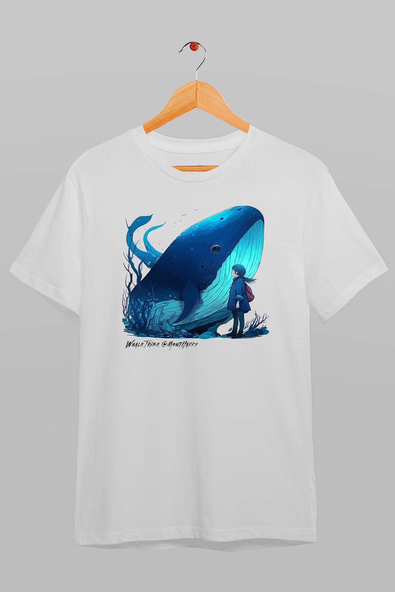 The Rising Blue Whale Men’s Round Neck T-Shirt