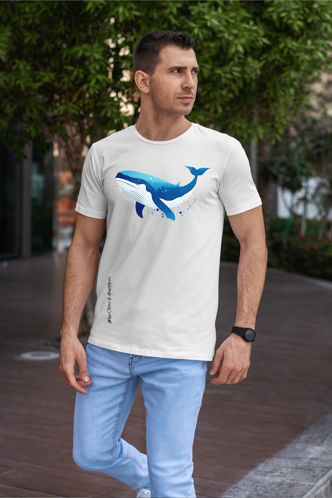 The Happy Blue Giant Men’s Round Neck T-Shirt